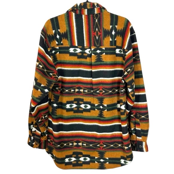 Vintage 90s Southwestern Aztec Shacket Size Large Western Bohemian Snaps Pockets - Picture 4 of 7